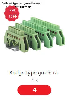 Blue White Green Bridge Design Zero Line 4-12 Pole Screw Brass Copper Grounding Strip Terminal Block Connector Earth And Neutral