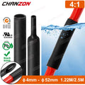 4:1 4mm - 52mm Heat Shrink Tubing With Glue Dual Wall Adhensive Lined Wire Tube Hose Black Waterproof Cable Sleeves 1.22M / 2.5M