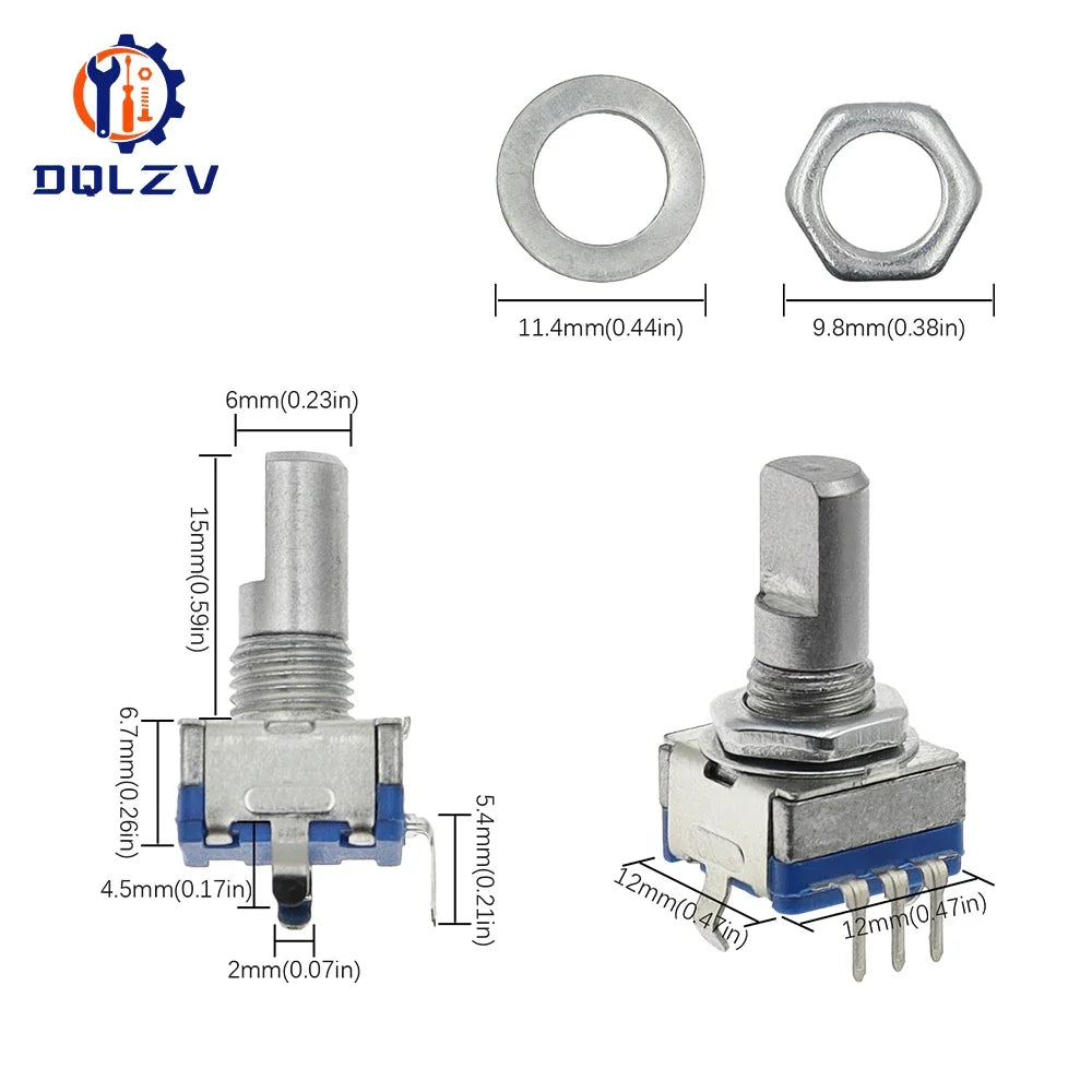 EC11 Audio Adjustment Encoder 20 Position Rotary Encoder Code Switch 3Pin Plug-in Type 15mm Half Shaft