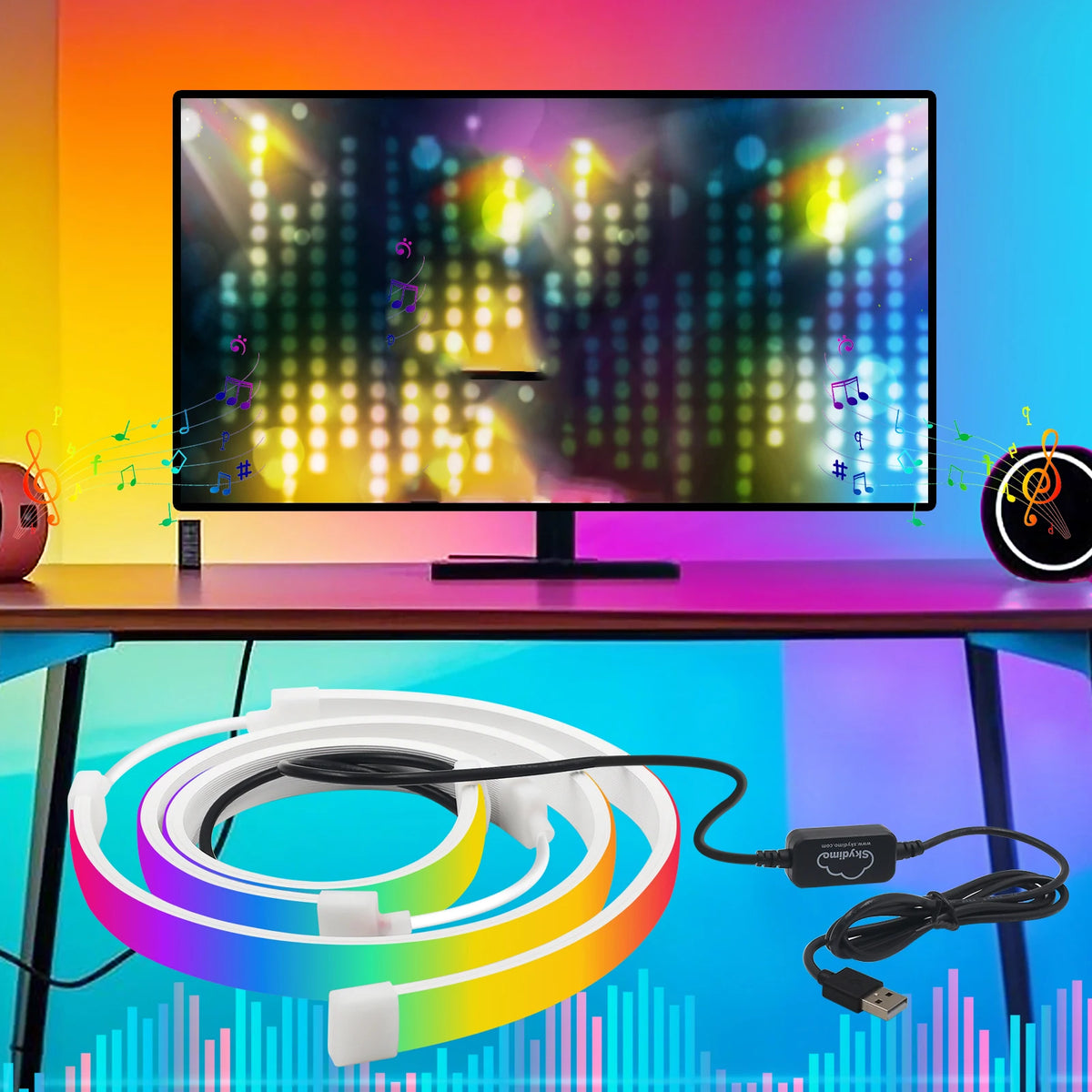 Skydimo RGB Gaming Lights Strip Music Game Sync Color 24" 27" 49" Computer Screen Amosphere Ambient Smart LED Neon Strip Light