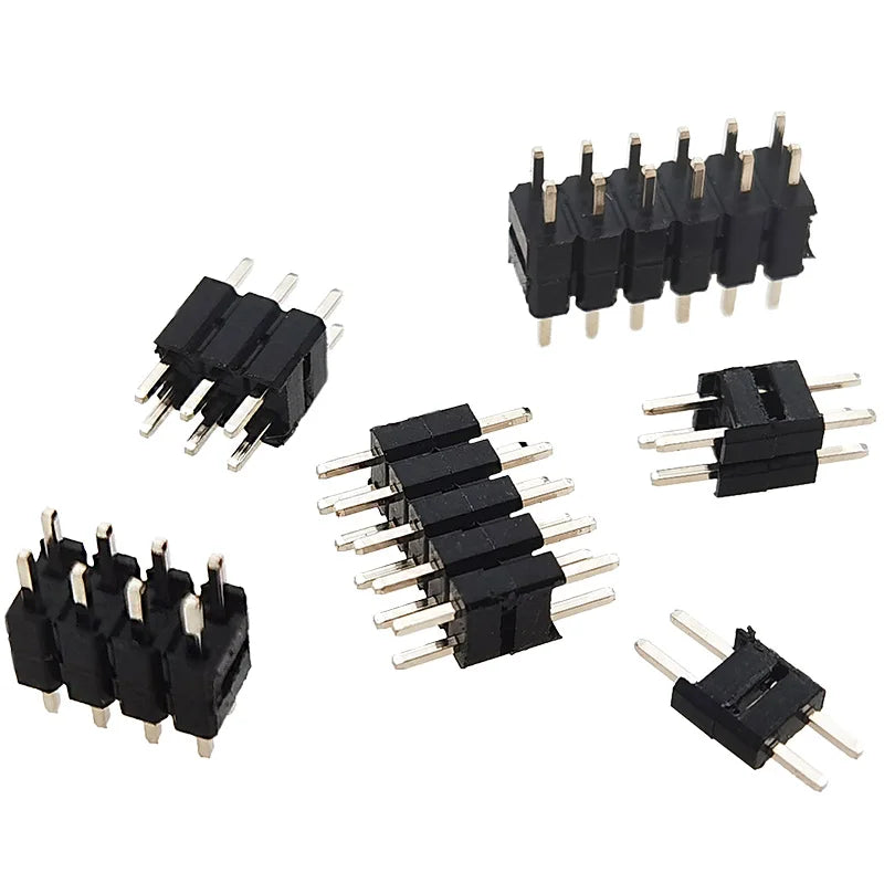 50pcs 2.54mm Straight 2x2/3/4-40p L11.5/13/15/17/19/21/25-50mm Gold Dual Row Double Insulation PCB Board Spacer Male Pin Header