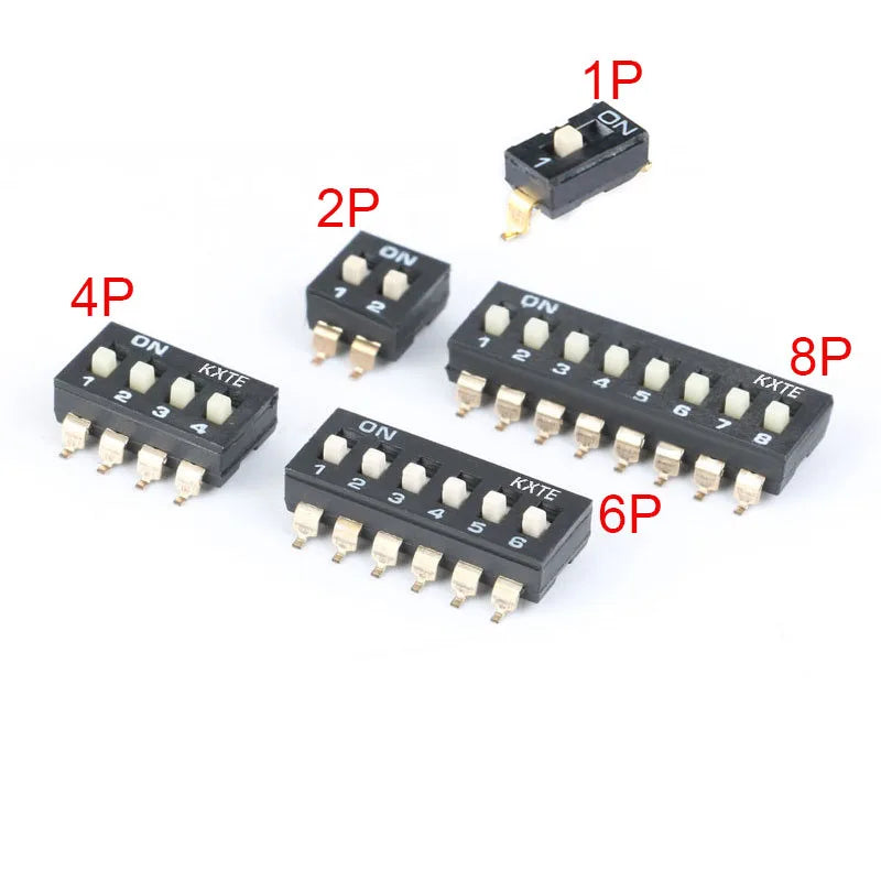 5Pcs Slide Type Switch Module 1 2 3 4 5 7 8 10PIN /1.27/2.54mm Position Way SMD/DIP Pitch Toggle Switch Snap Switch Dial Switch