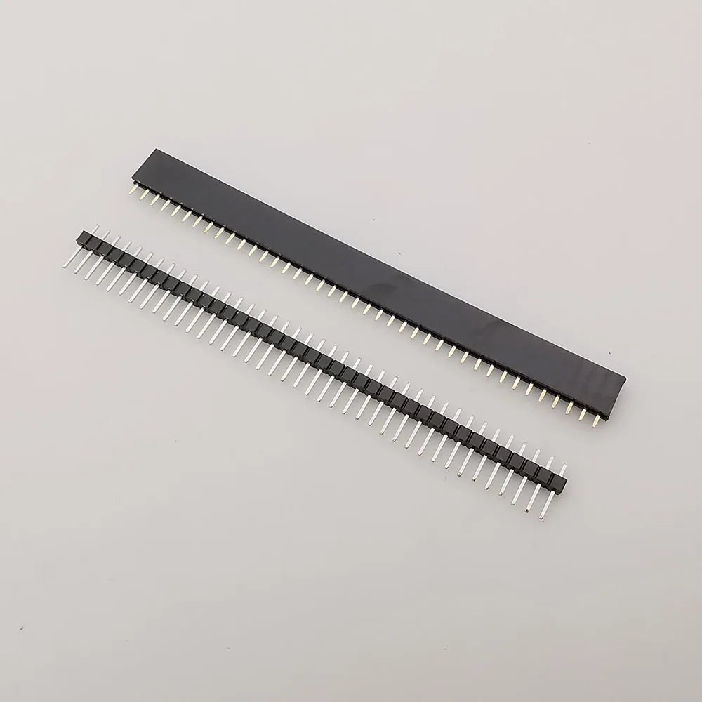 10Pair Single Row Pin Female Header Socket Pitch 2.54mm 40 Pins Connector 1x40P DIP Male Plug Header PCB Board Strip for Arduino