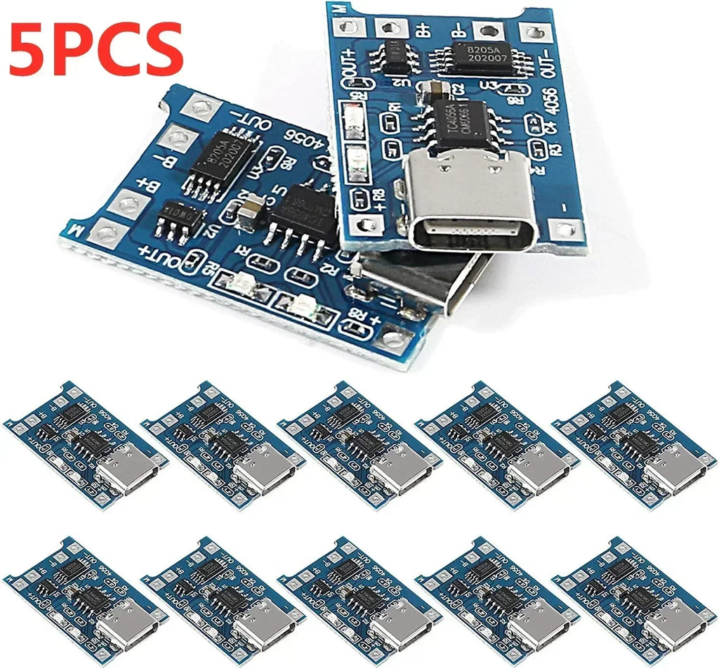 USB Type-C TP4056 Charging Modules 5V 1A 18650 Lithium Battery Charger Board with Protection Features Micro USB/Type C Interface
