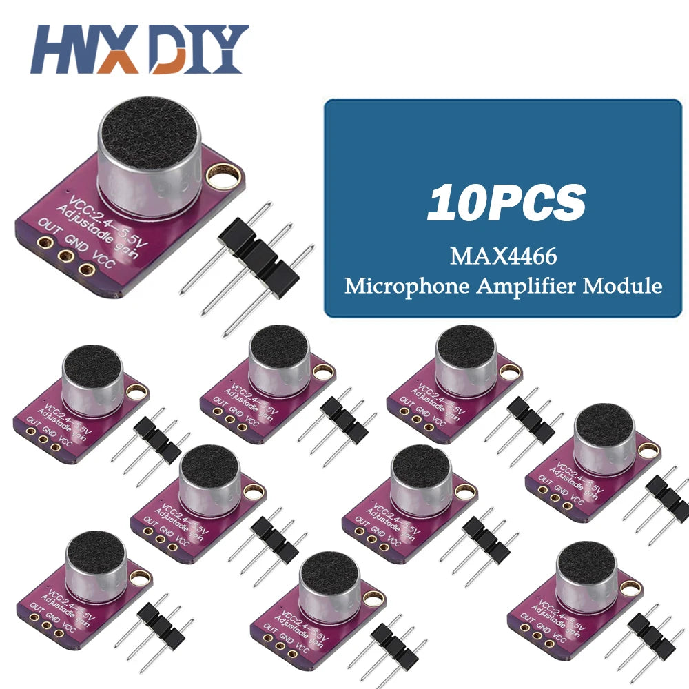 1-10PCS Electret Microphone Amplifier Module MAX4466 Adjustable Gain Blue Breakout Board