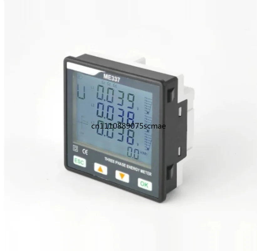 Panel Mount Three Phase Power Meter LCD Display RS485 Modbus Multi Function Without Rogowski Coil