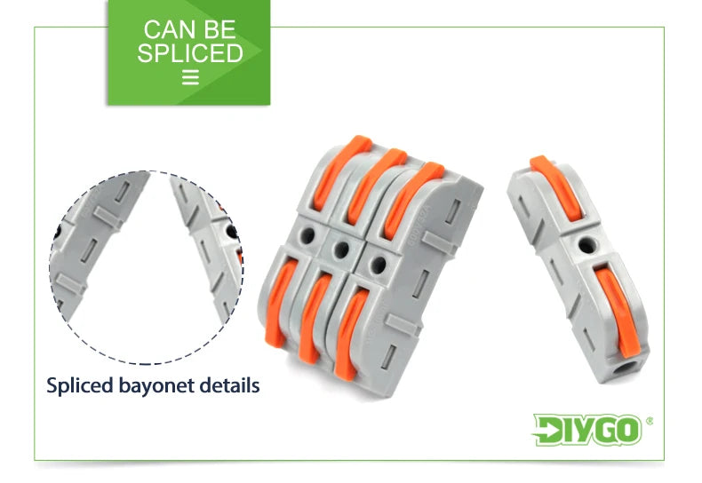 Lever Wiring Connector Fast Compact Splicing Electrical Connector Butt Terminal 1 to 1 Inline Wire Connector Connect 28-12 AWG