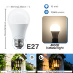 2Pack Led Sensor Control Bulb B22 E27  Bulb Light Dusk To Down AC100-240V 1000lm 10W 3000K-6000K for Underground Garage Corridor