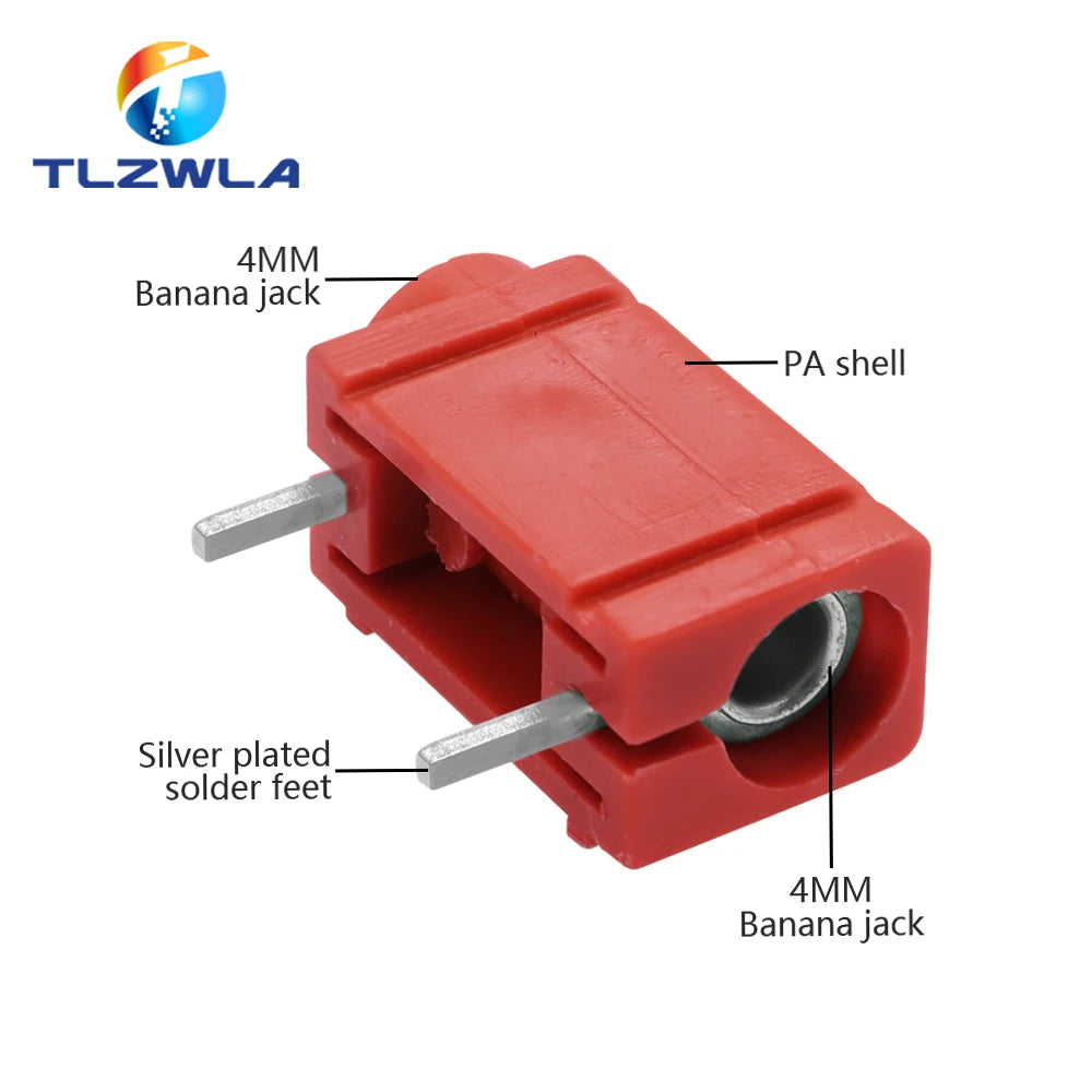 5PCS 4mm Banana Female Socket Right Angle PCB Mount Insulated Jack Connector