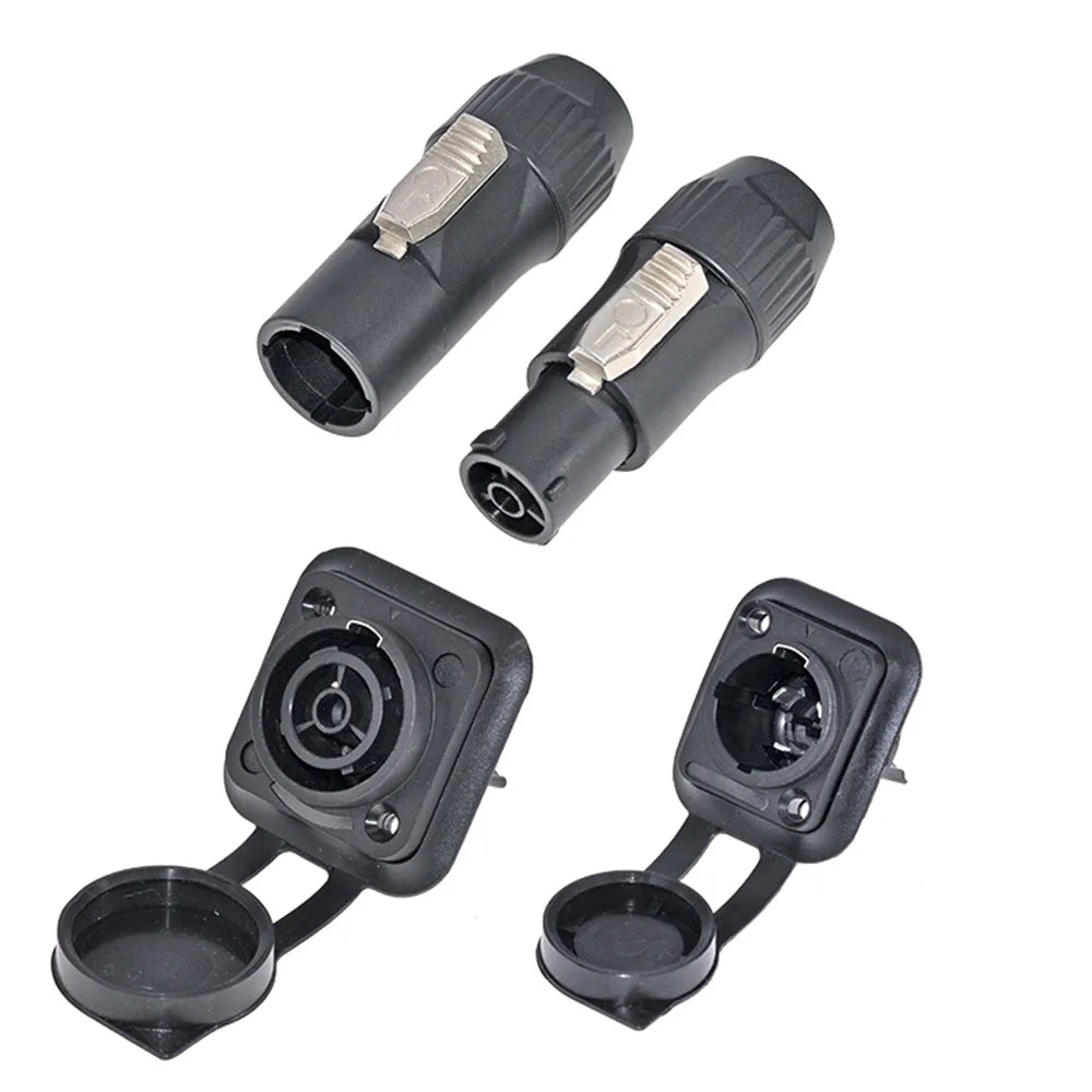 10PCS Waterproof PowerCON True Locking Connector 3-Pin  Male Plug Jack, IP65 PA66 Black/Orange Power Cable Connector
