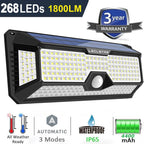 LECLSTAR Solar Outdoor Lights - 268 LED Security Lights with 4 Wide Angle, Waterproof 3 Modes Motion Sensor Lights for Outdoor