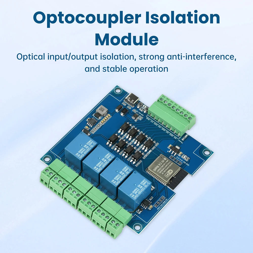 ESP32 RS485 Modbus Wifi Bluetooth Relay Optocoupler Isolation Module Tyep C 4/8 Channel Relay Module DC 9-24V
