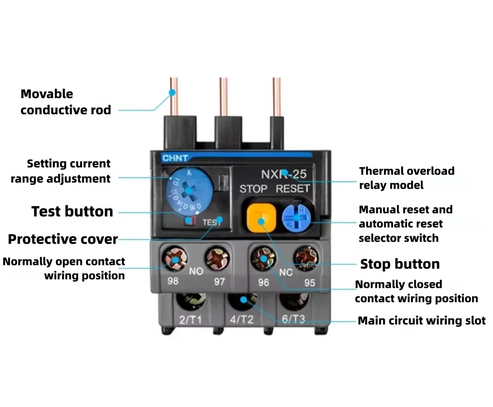 CHINT Relay NXR-25 0.63-1A 1.6-2.5A 2.5-4A 9-13A 17-25A Thermal Overload Relay for NXC Series AC Contactor