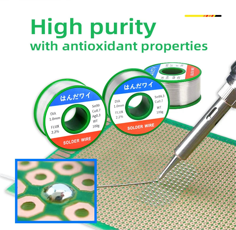 Sn99.3 Cu0.7 50G 100G Lead Free Solder Wire Tin 0.5/0.6/0.8/1.0mm Rosin Core Solder Welding Soldering Iron