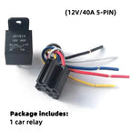 5Pcs Automotive Relay 12V or 24V 5Pin 40A Car Relay with Black Red Copper Terminal Auto Relay Socket SPDT Harness Cable