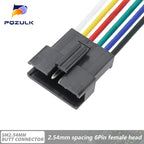 5PCS JST SM 2/3/4/5/6Pins 2.54MM Plug Male to Female Wire Connector Cable Pigtail Plug LED Connecting line 20cm Long