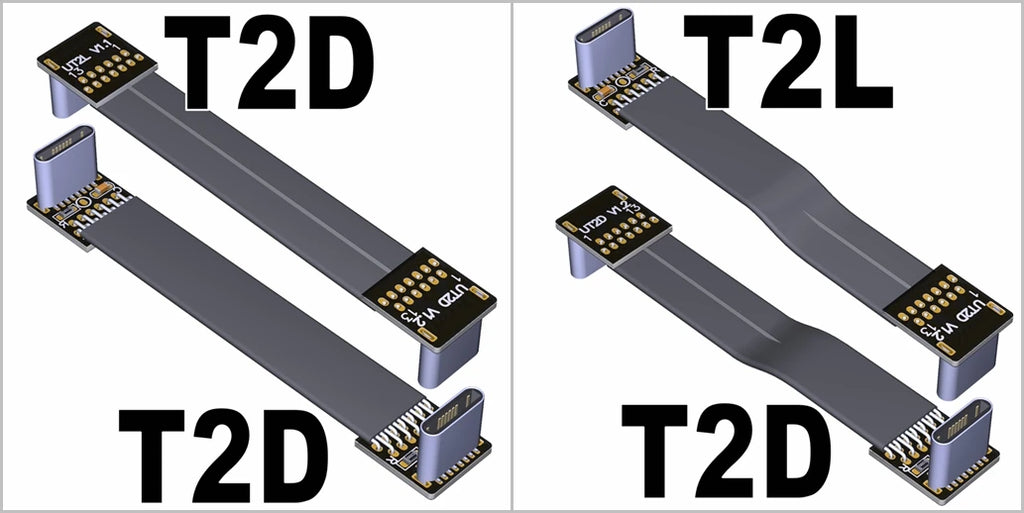 USB 2.0 Type C Ribbon Flat Cable Shielded Extension FPC Cable USB 2.0 USB-C 90 Degree Up/Down Angled Connectors 5CM-3M For TV PC