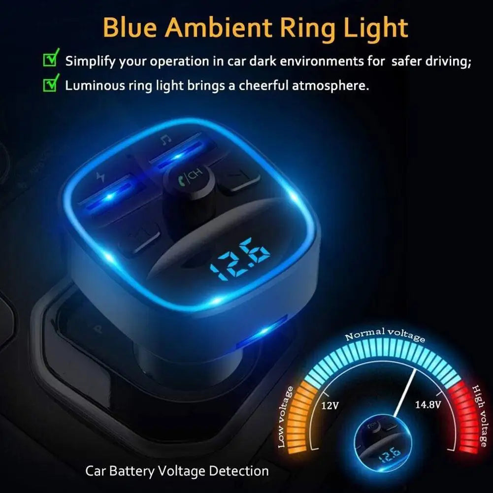 Bluetooth 5.0 Car FM Transmitter Dual USB Fast Car Charger LED Screen Hands Free Call MP3 Music Player Adapter Car Accessories