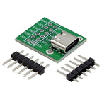 5Pcs USB TYPE-C Conversion Board 2.54MM CC1 CC2 5.1K Pull-down Resistor Connection USB Adapter Pin DIP Female Base Adapter Board