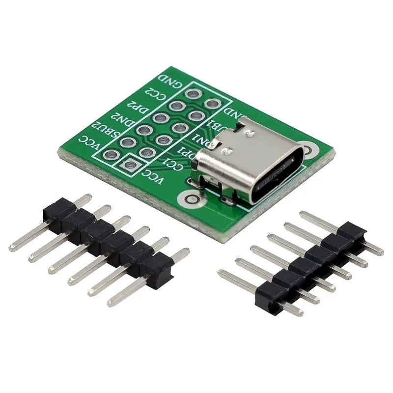 5Pcs USB TYPE-C Conversion Board 2.54MM CC1 CC2 5.1K Pull-down Resistor Connection USB Adapter Pin DIP Female Base Adapter Board