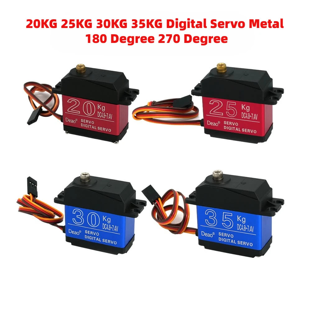 Waterproof 20KG 25KG 30KG 35KG Servo 180 Degree 270 Degree Large Torque Digital Servo Metal Gears 25T Servo Arm For RC Car Truck