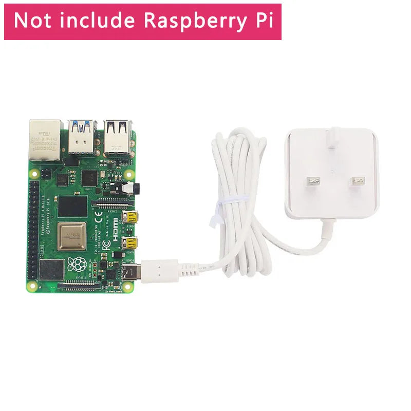 Original Raspberry Pi 4 Official USB-C Power Supply 5.1V 3A White Power Charger Power Adapter for Raspberry Pi 4 Model B