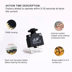 5Pcs Circuit Breaker Overload Protector Switch Fuse 10A 12A 15A 18A 20A 25A 30A 3A 4A 5A 8A Resettable 220V with Waterproof Cap