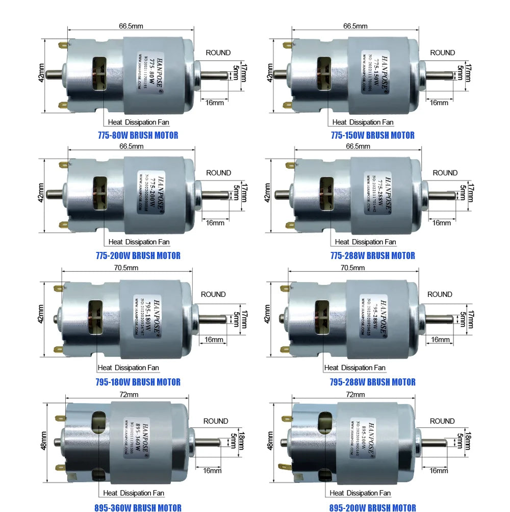 775 795 895 Electric spindle Motor 0.2-0.98N.m For Drill 80-360W 3000-12000RPM with two ball bearing Rated DC12-24 Universal