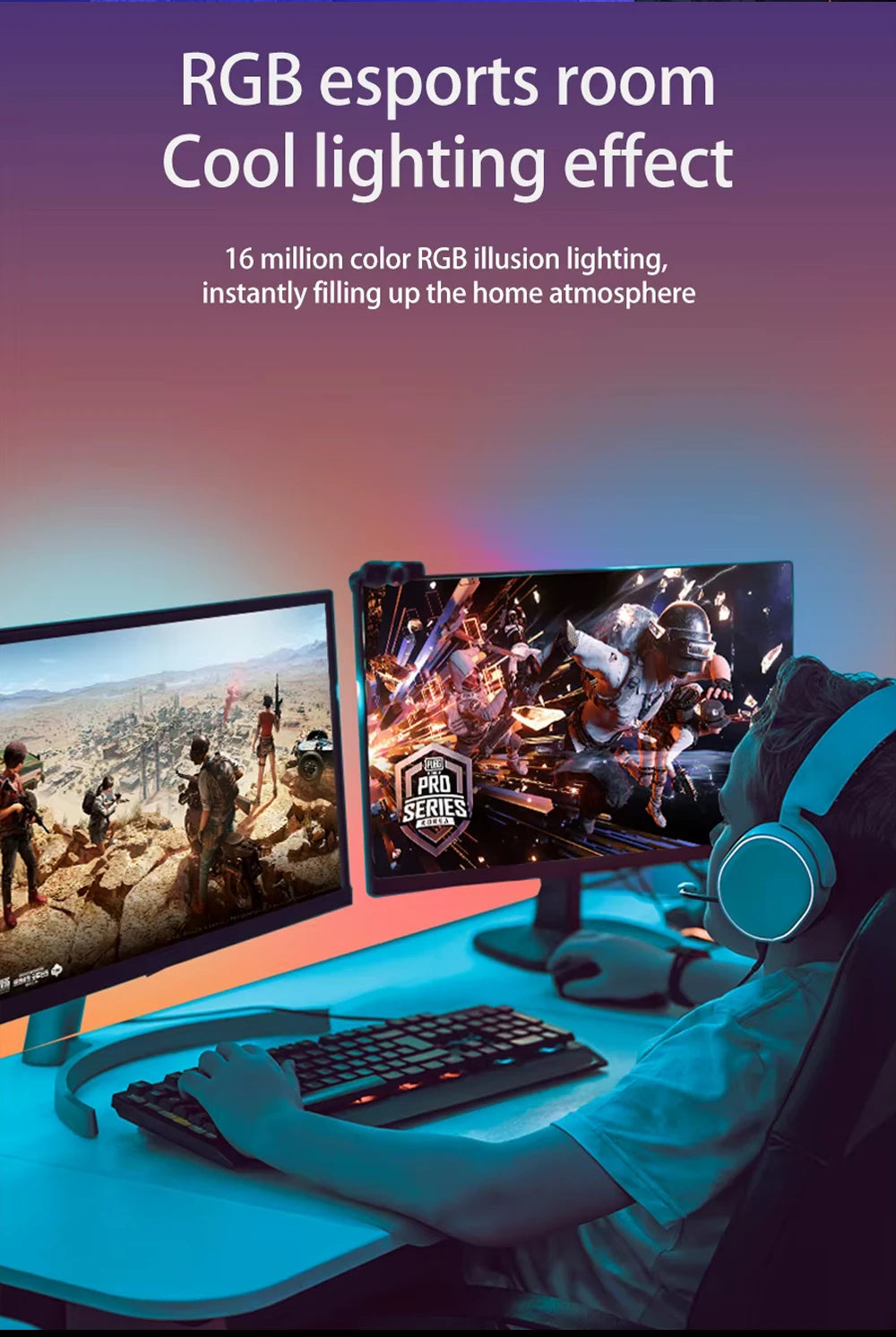 24-34 Inch USB PC LED Strip Lights Computer Sync Light Strip Monitor RGB Screen LED Backlight for Gaming Room Atmosphere Decor