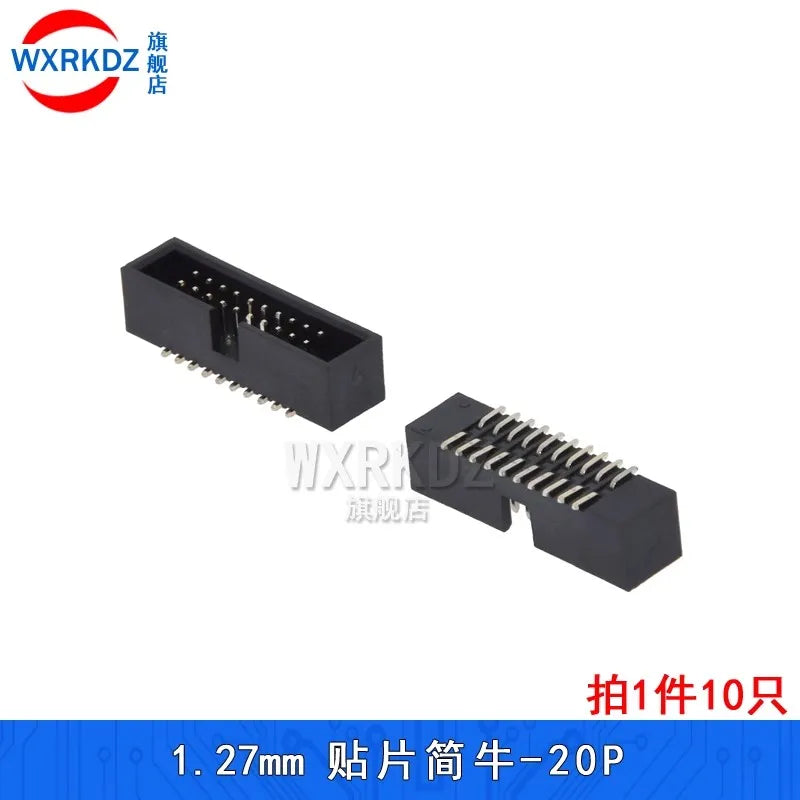 10pcs 1.27mm Pitch 6 8 10 14 16 20 26 30 34 40 50 60 Pin SMT SMD Male Shrouded Box Header IDC Connector