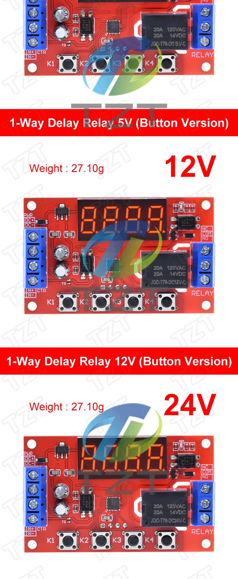DC 5V 12V 24V 10A Adjustable Time Delay Relay Module 32 Modes LED Digital Timming Trigger Timer Control Switch Pulse Cycle