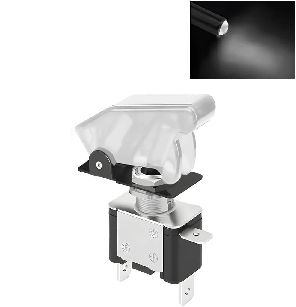 1pc 12V 20A Toggle Switch LED Switch Car Auto Cover LED Light With Protective Cover SPST Toggle Rocker Switch Control On/Off