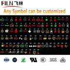 12V 19mm Warning LED Indicator Light Panel Metal Push Button Switch Lock and Momentary on Off with Dash LOGO Symbol