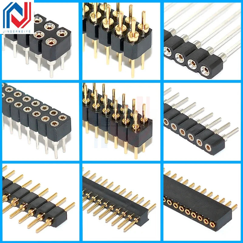 1Pcs 1.27mm/2.0/2.54mm 1/2x40P Round Hole Round Needle Female Header Pin Row Connector Single Double Row Gold Plated Tin Plated
