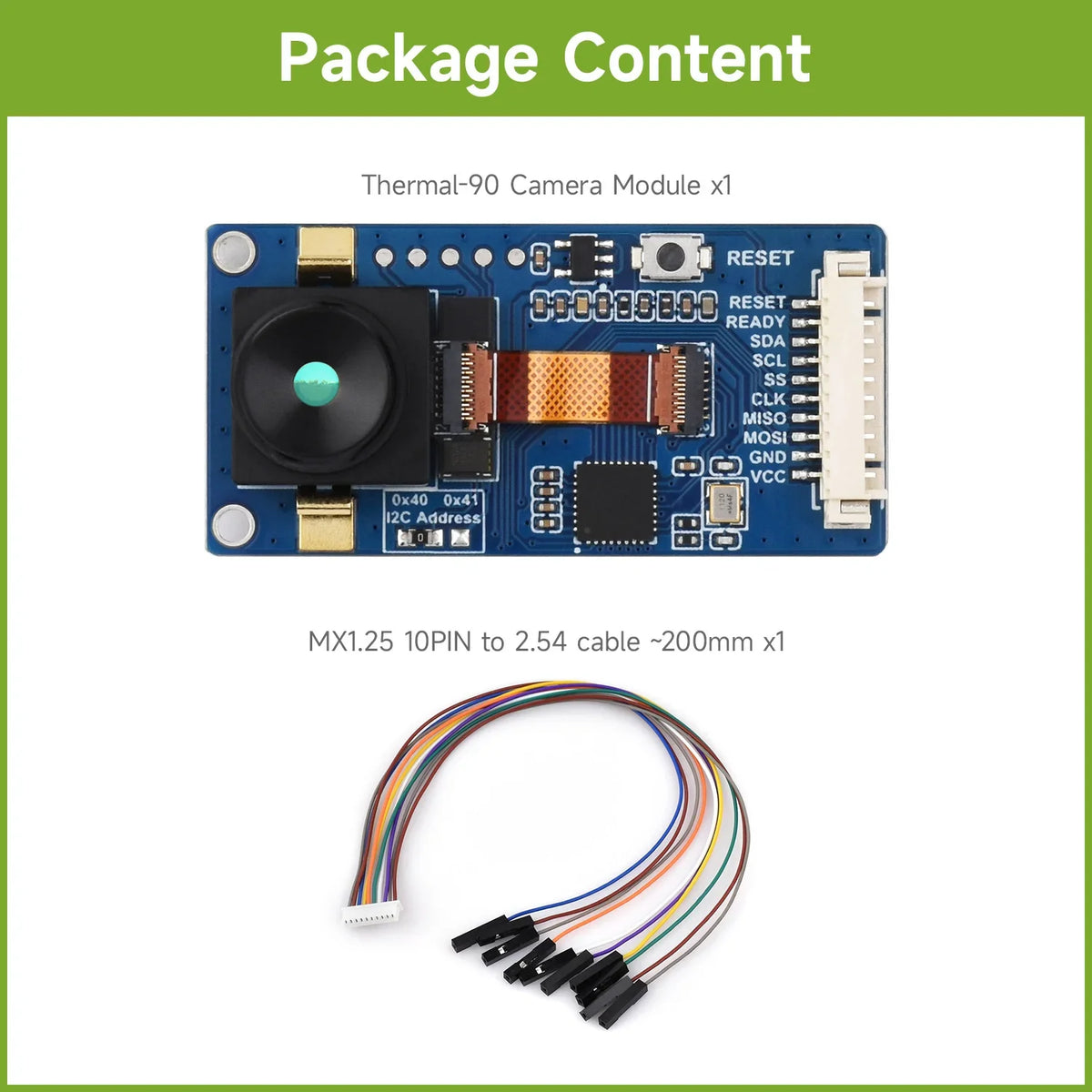 Waveshare Long-wave IR Thermal Imaging Camera Module, 80 × 62 Pixels IR Array, For Raspberry Pi And Other Development Boards