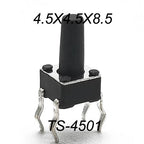 50PCS 4.5X4.5MM 4Pin DIP H=3.5/3.8/4.0/4.3~12mm 12V Tiny Button Tact Switch 260GF Momentary Tactical Push Button Parts Repair