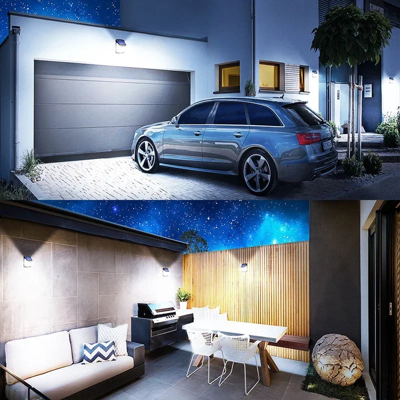 1/2/4Pcs Solar Wall Lights Outdoor Durable 128LED Motion Sensor Security Lamps with 3 Lighting Modes Waterproof for Garden Yard