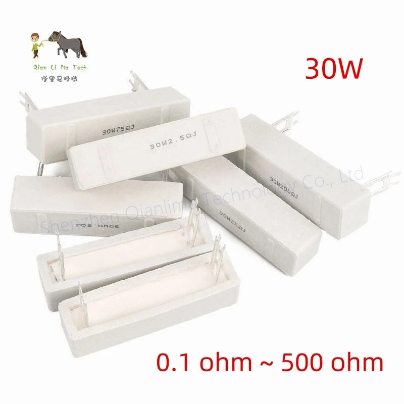 30W 5% SQP Cement Resistor Power Resistance 0.1R ~ 500R 0.5R 1R 2R 3R 4R 5R 6R 8R 10R 12R 20R 22R 30R 47R 50R 68R 100R 200R Ohm