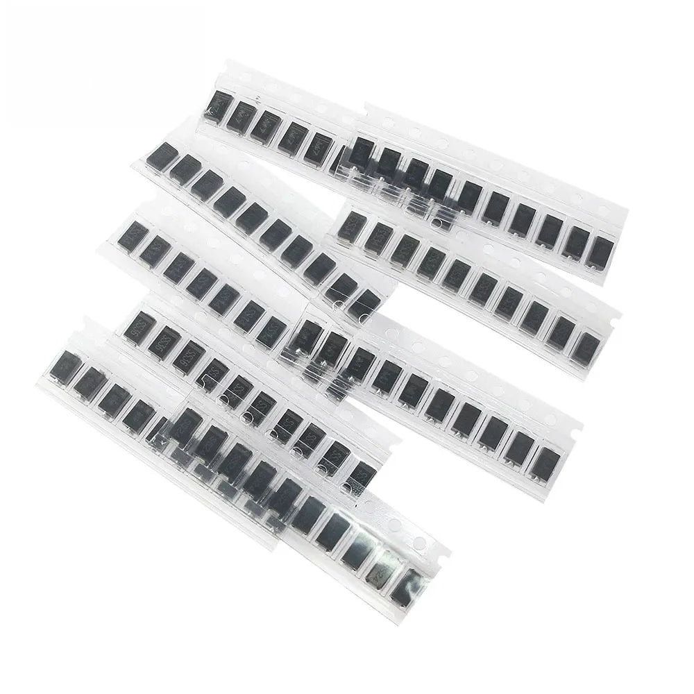 Takefast 90pcs SMD Diode Kit 1N4007 1N4001 1N4004 SS14 SS16 SS24 SS26 SS34 SS36 9 Values X10pcs Rectifier Diodes Schottky