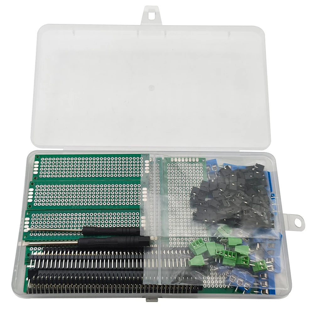 61/169Pcs/Box Double Side PCB Board Kit 40Pin Single Row Male and Female Pin Headers and 5.0mm Screw Terminal Blocks for Arduino