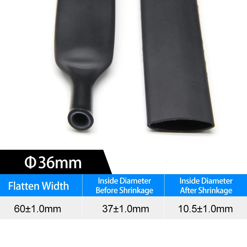 1~10m Glued 4:1 Heat Shrink Tubing 4mm - 72mm Black Double Wall Adhensive Polyolefin Lined Wire Cable Repair Sleeving Wrap