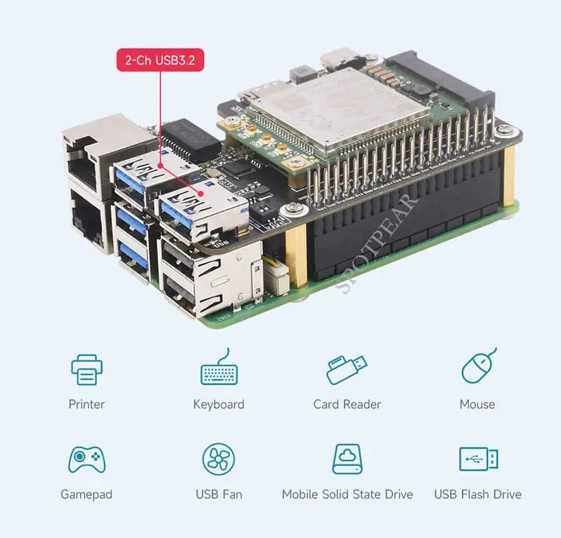 STOCK! Rasberry Pi 5 PCIe Mini PCIe 4G LTE Gigabit Ethernet USB HUB HAT with SIM7600E SIM7600SA-H SIM7600G EC25-AUX EG25 Module