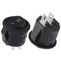 5/20pcs Round Rocker Power Switch 6A 250V 2 Pin 2 Position ON OFF Boat Toggle Switches SPST Black Button Mini Round