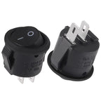 5/20pcs Round Rocker Power Switch 6A 250V 2 Pin 2 Position ON OFF Boat Toggle Switches SPST Black Button Mini Round
