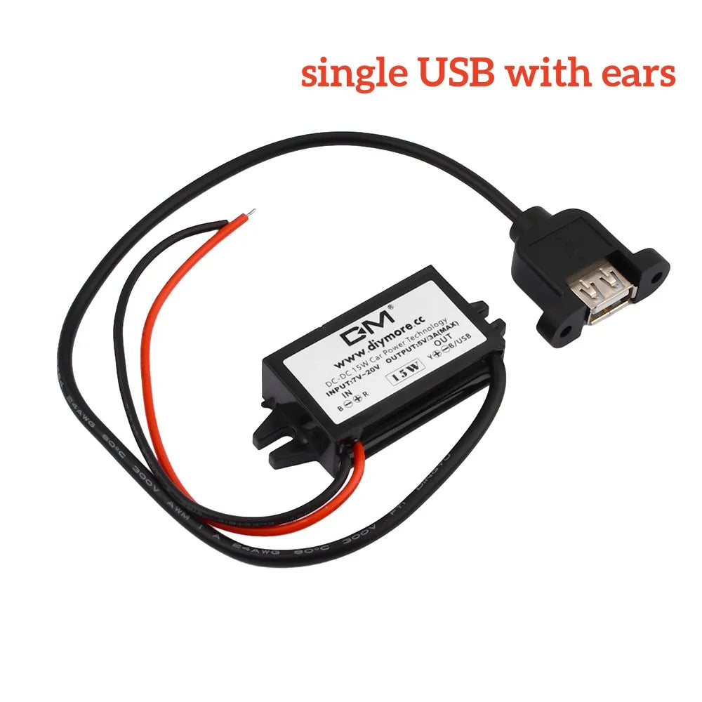 DC-DC Step Down Buck Converter Power Supply Module for Car 12V to 5V 3A 15W for Car Male Female USB Mini USB Micro USB Adapter