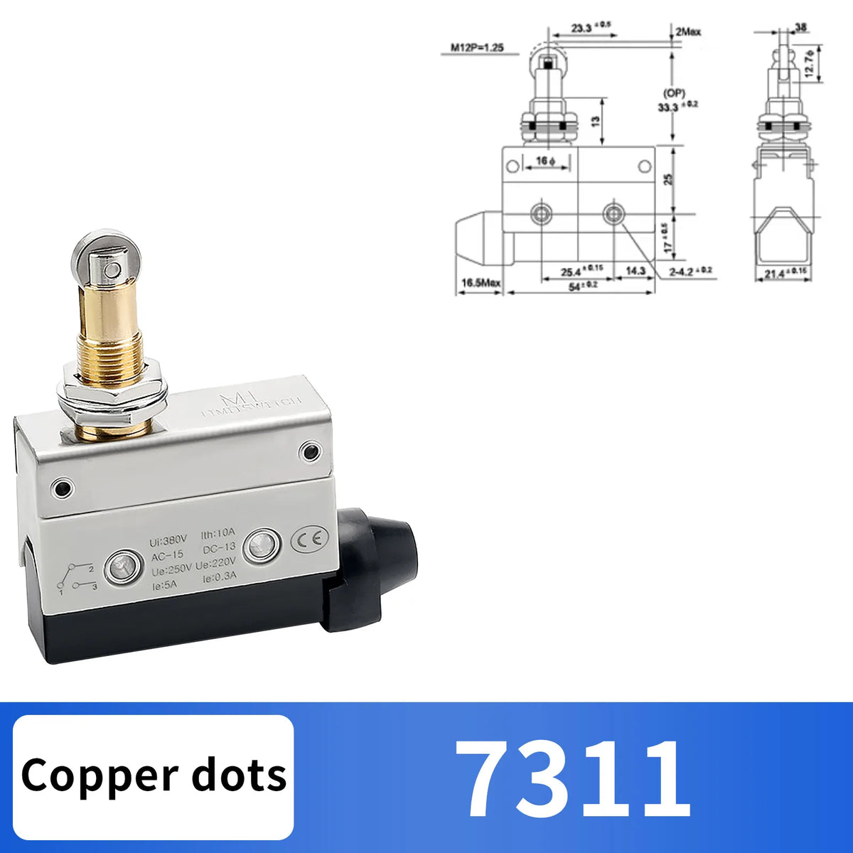 10Pcs Horizontal Limit Switch Long Hinge Roller Lever Momentary SPDT 1NO 1NC 380V 10A Industrial Travel Position Switch IP54