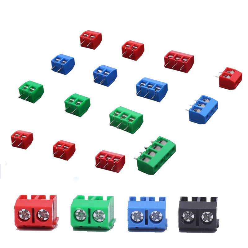 10/20/50Pcs/lot KF301-5.0-2P KF301-3P KF301-4P Pitch 5.0mm Straight Pin 2P 3P Screw PCB Terminal Block Connector Blue Green