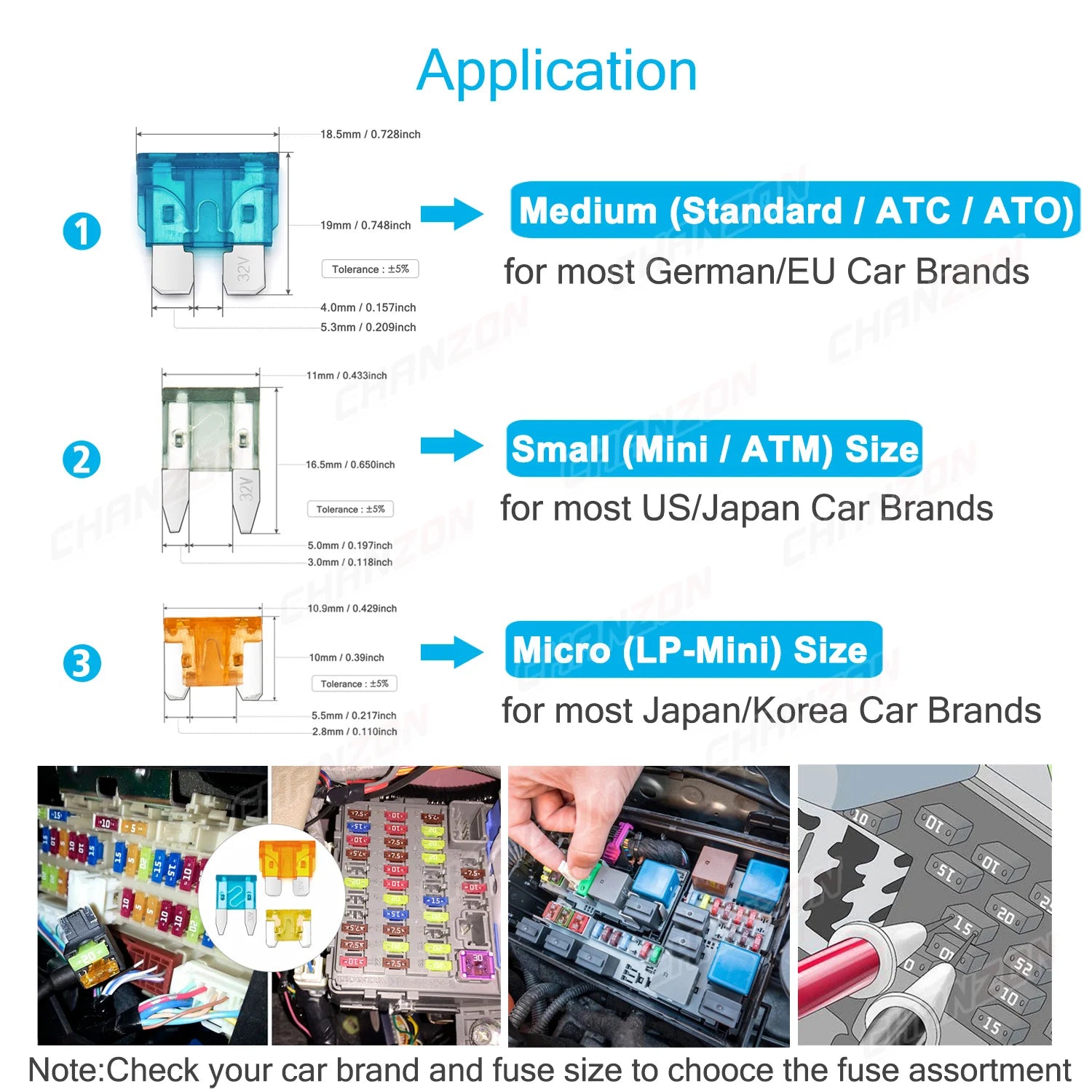 Car Fuse Auto Blade Truck ATC ATO Standard ATM LP Mini Micro 2 3 5 7.5 10 15 20 25 30 35 40 Amp A Automotive Protection