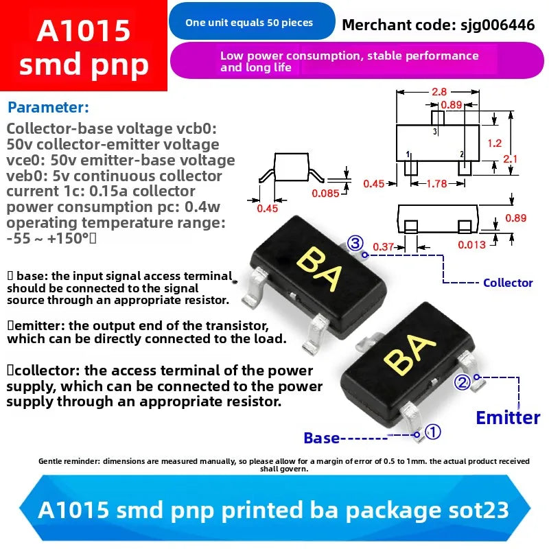 NPN PNP Transistor SOT23/S9018/MMBT4403/S9015/FMMT618TA//BZX84-C2V4/2SC1623/BAT54/A1015 Y1 04 J8 2T M6 618 D4 T3 1F A4 L6 JV3 BA