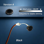 12V 24V Touch Switch,Stepless Dimmable/3‑Step Dimmable,10mm Hole,Capacitive Sensor Light Switch for LED Strip,Marine,silvery